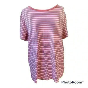 Polo Ralph Lauren T-Shirt Large Thrashed Distressed Striped Short Sleeve Cotton.